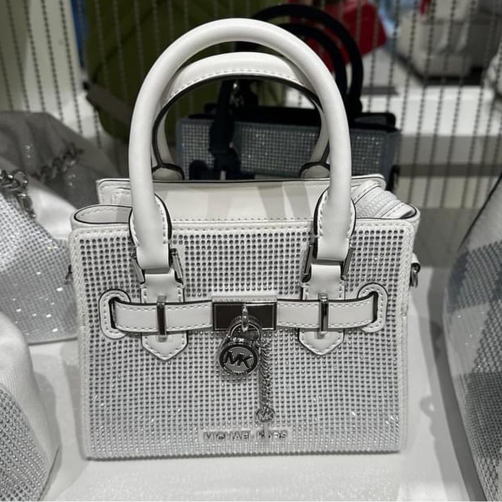 Michael Kors Hamilton Crystal Embellished Denim Bag.